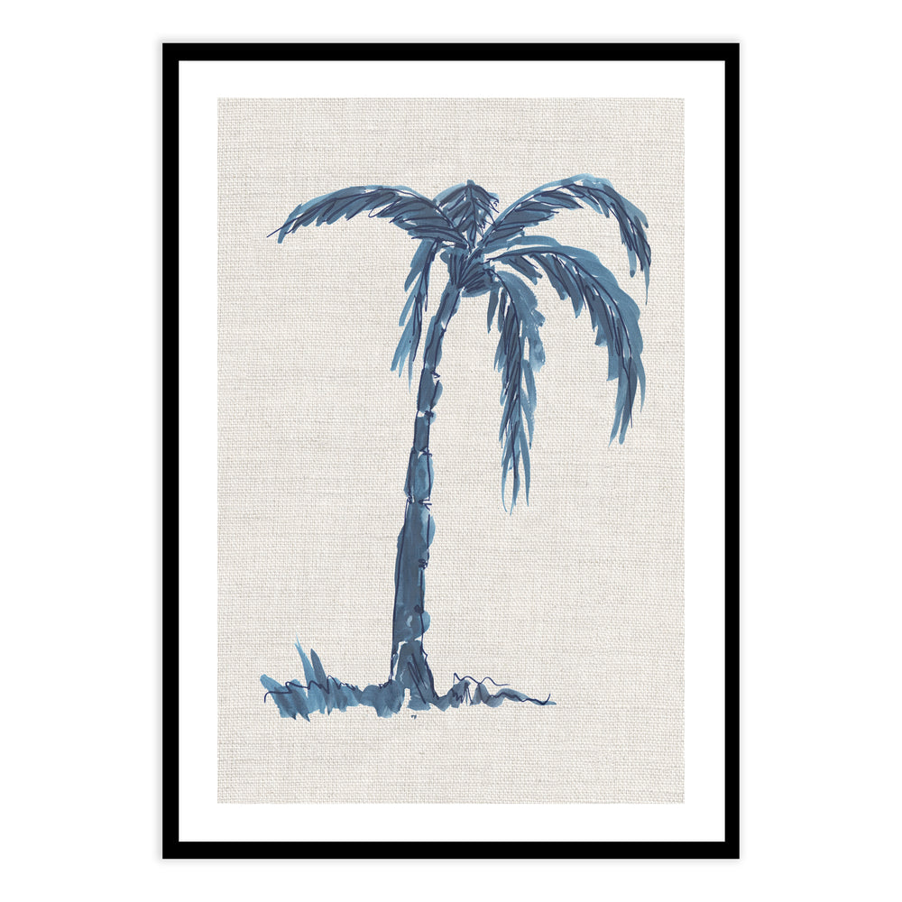 Inky Blue Palm Study Print 02