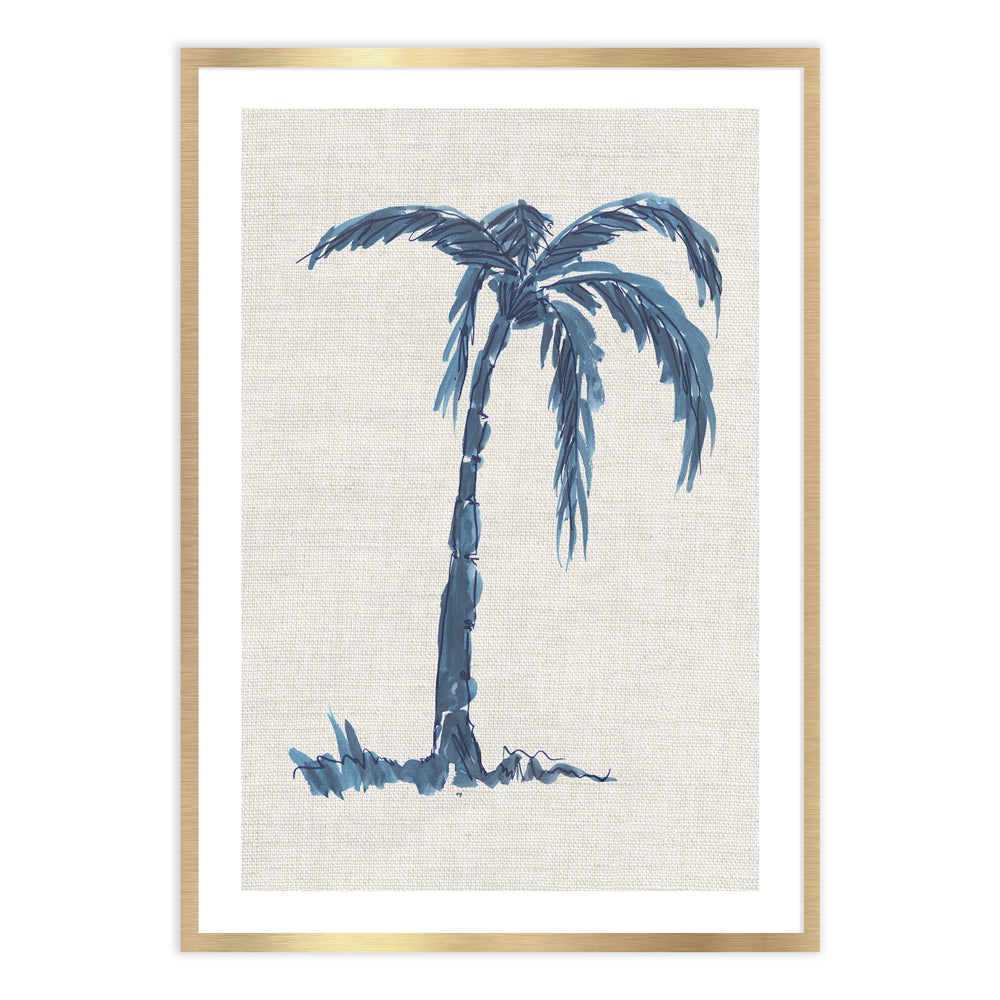 Inky Blue Palm Study Print 02