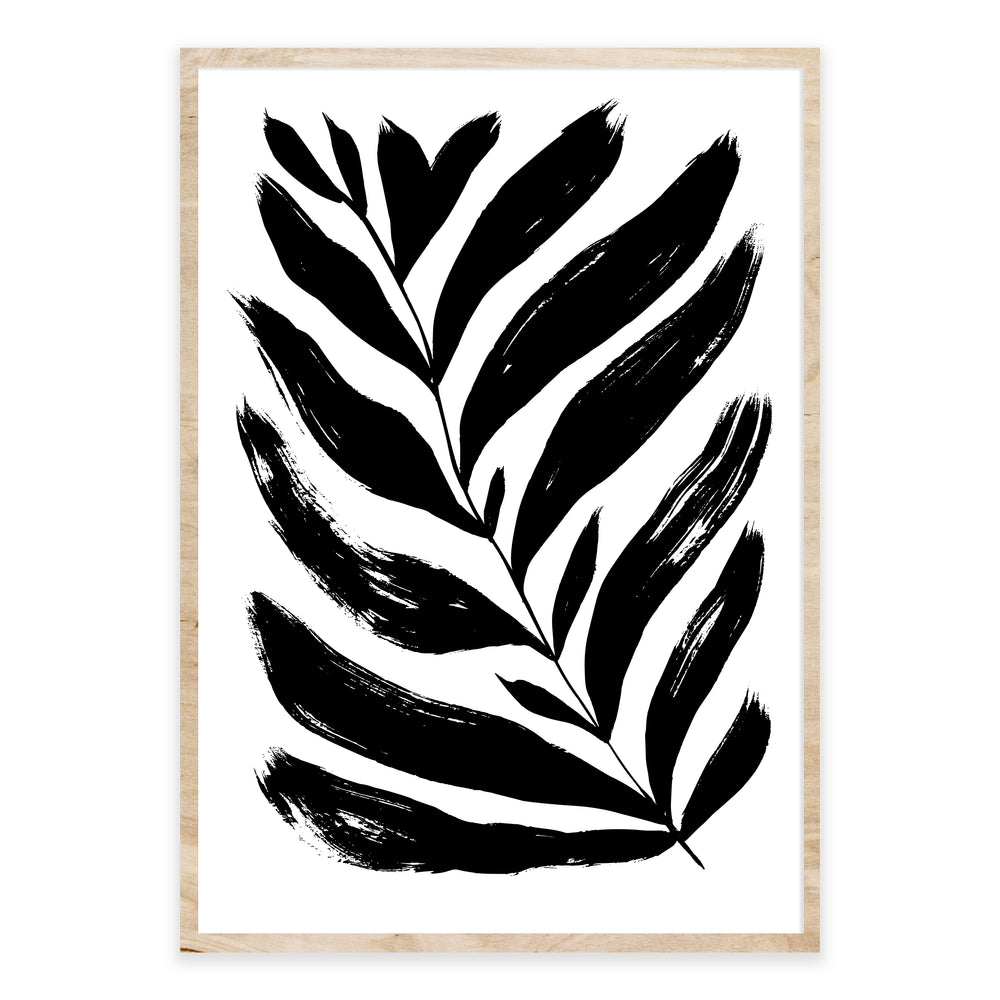 Black And White Painted Fern Wall Art Set 01