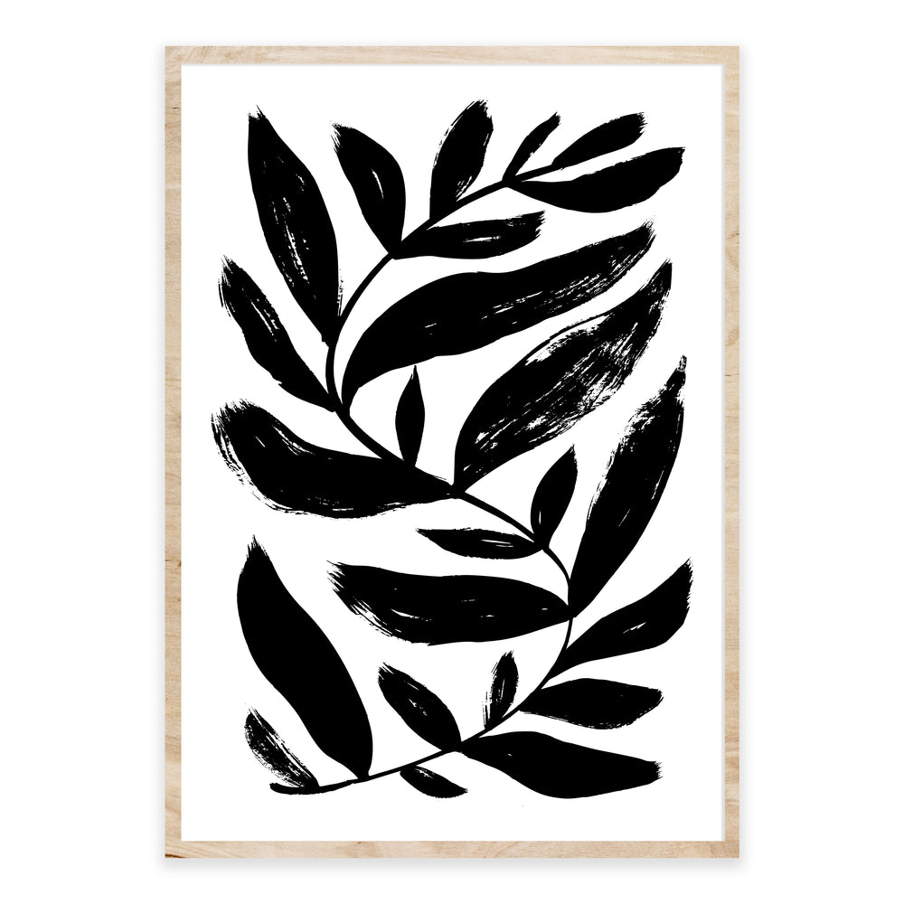 Black And White Painted Fern Wall Art Set 03